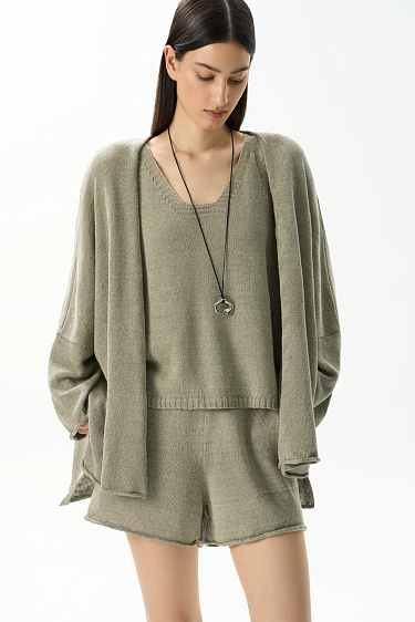 Loose 100% linen cardigan - BRUSNIKA Women Clothes