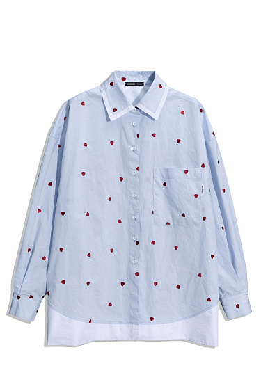 100% cotton shirt with heart-shaped print - BRUSNIKA Women Clothes