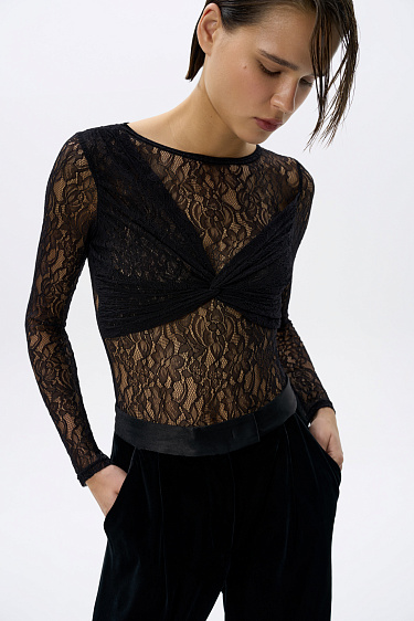 Lace bodysuit with accent bra - BRUSNIKA Women Clothes