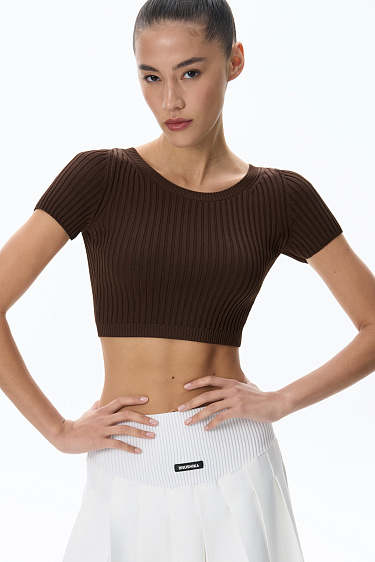 Short ribbed knit top - BRUSNIKA Women Clothes