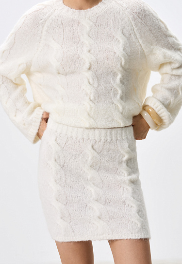 Knitted skirt with braids - BRUSNIKA Women Clothes