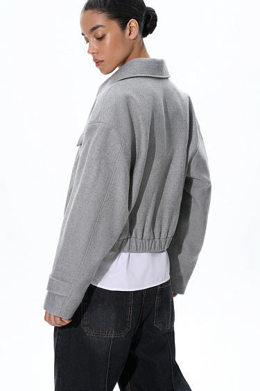 wool bomber jacket with a turn‑down collar - BRUSNIKA Women Clothes