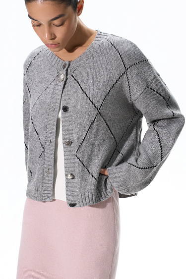 Wool and cashmere cardigan with an Argyle pattern - BRUSNIKA Women Clothes