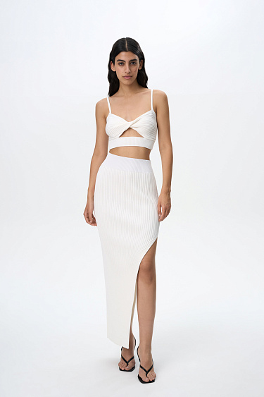 Knitted skirt with a side slit - BRUSNIKA Women Clothes