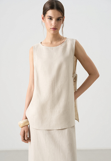 100% linen tied top - BRUSNIKA Women Clothes