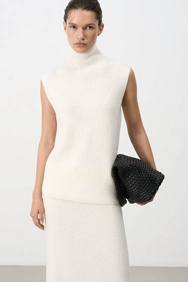 Knitted vest with a high collar - BRUSNIKA Women Clothes