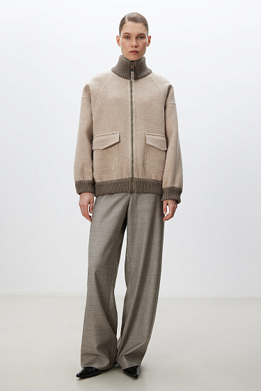 Wool bomber jacket with knit details - BRUSNIKA Women Clothes