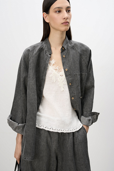 100% linen shirt with raglan sleeves - BRUSNIKA Women Clothes