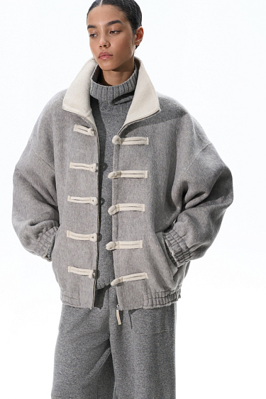 wool bomber jacket with an Asian‑style fastener - BRUSNIKA Women Clothes