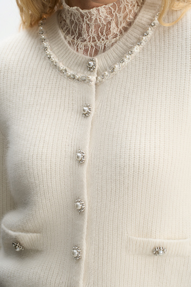 fox down cardigan with accent buttons - BRUSNIKA Women Clothes