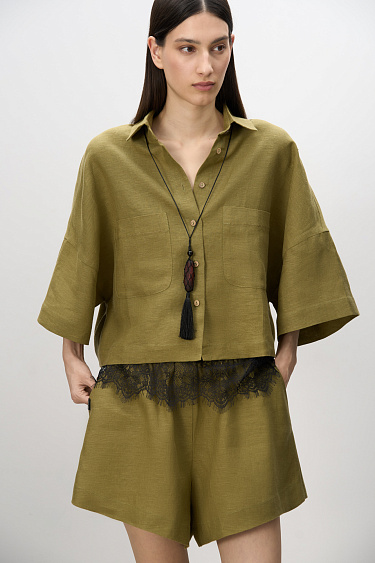 Cropped shirt with shorts - BRUSNIKA Women Clothes
