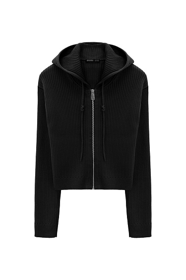 Rib knit cardigan with zipper - BRUSNIKA Women Clothes