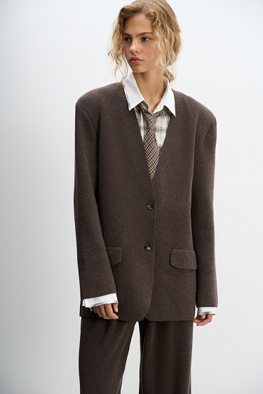 Cashmere jacket without lapels - BRUSNIKA Women Clothes