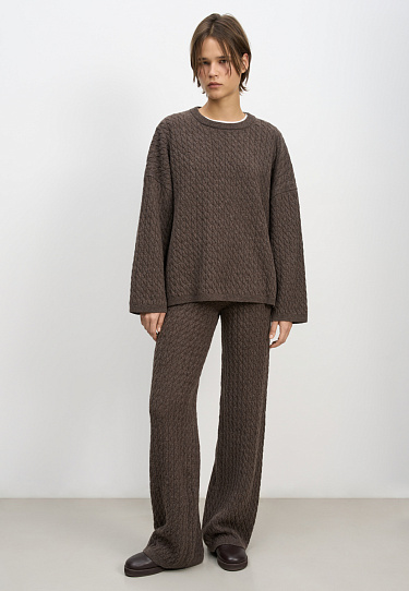 Trousers with cables made of 100% extrafine merino wool - BRUSNIKA Women Clothes