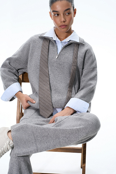 Jumper with a stand collar and a zippe - BRUSNIKA Women Clothes
